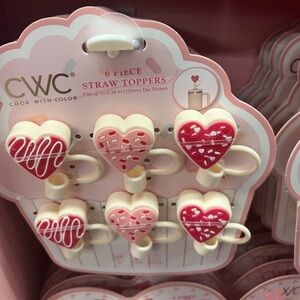 CWC Heart Straw Toppers - Red and Pink